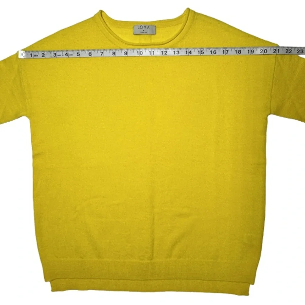 Cashmere LOMA London | Yellow 3/4 Sleeve Pullover Jumper Sweater Shirt Top